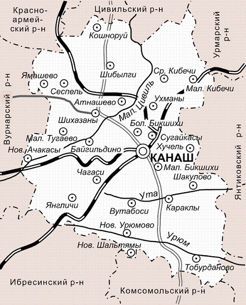 Карта байгильдино канашский район